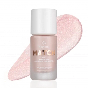 База-хайлайтер під макіяж Bogeniа Pro Match 3in1 Makeup Base Face & Body Highlighter SPF 20 для догляду та сяяння шкіри 35 мл