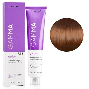 Перманентна фарба для волосся Erayba Gamma Color Cream 7/34 Золотисто-мідний блонд 100 мл