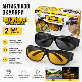 Антиблікові окуляри для водіїв HD Vision 2 пари День + Ніч