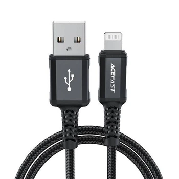 Кабель Acefast C4-02 USB to Lightning 1.8m черный тканевая оплетка максимальный ток 2.4A (C4-02)