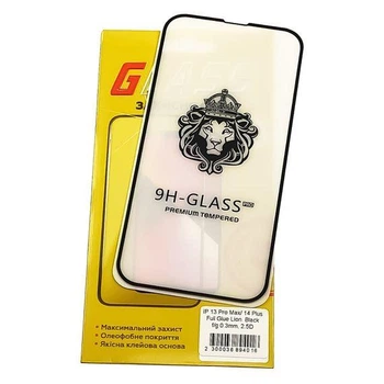 Защитное стекло Apple iPhone 13 Pro Max/14 Plus чёрное 0.3 мм 2.5D Full Glue Lion