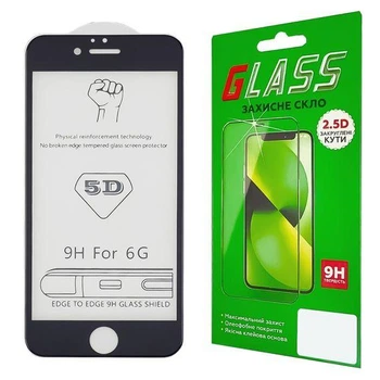 Защитное стекло Apple iPhone 6 5D чёрное 0.3 мм (ТОП)