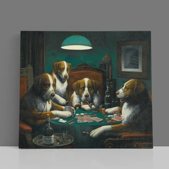 Интерьерная картина Собаки играют в покер, Кассиус Кулидж, Cassius Coolidge, Dogs Playing Poker, 30×36 см (id1001)