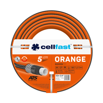 Шланг для полива Cellfast ORANGE TSV 3/4'' 50 м – прочный, износостойкий, легкий и гибкий для ежедневного полива.