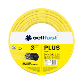 Шланг для полива Cellfast PLUS TSV 1''25м – прочный, износостойкий, легкий и гибкий для ежедневного полива.