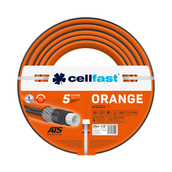 Шланг для полива Cellfast ORANGE TSV 1/2'' 25 м – прочный, износостойкий, легкий и гибкий для ежедневного полива.