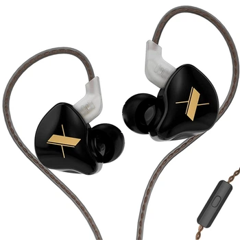 Вакуумные наушники KZ EDX динамичные с глубоким басом и звуком Hi-Fi (Черный)