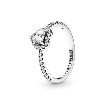 Серебряное кольцо Pandora «Искренние чувства» Серебряное кольцо Пандора Сердце Паве 198421C01 16 мм