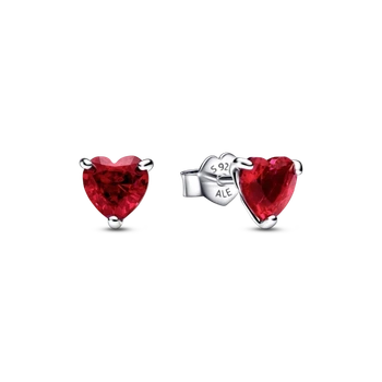 Серебряные серьги Pandora «Красное сердце» Серебряные сережки Пандора Красный кристалл 292549C01