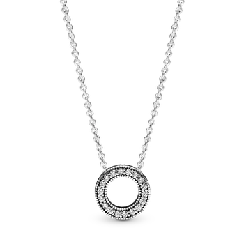 Серебряное колье Pandora с паве серебряное ожерелье Пандора Круг Паве 397436CZ