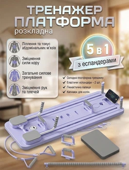 Многофункциональный тренажер платформа с эспандерами и таймером PRO P3000MM Фиолетовый