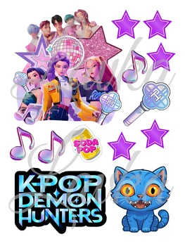 Декор на торт Кейпоп-мисливиці на демонів KPop Demon Hunters вафельний папір для торта їстівний друк на вафельному папері харчова вафельна картинка щільна А4 2605264202