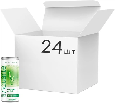 Упаковка воды Aquarte Focus Can с экстрактом женьшеня и яблочным вкусом 0.25 л х 24 банки (4820264291473)