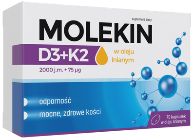 Kompleks witaminowy Zdrovit MOLEKIN D3+K2 w oleju lnianym 75 kapsułek (5904730876735)