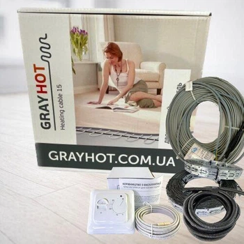 Нагрівальний кабель теплої підлоги GrayHоt 15 з механічним регулятором від 2,0 м2 до 3,1 м2 (345 Вт)