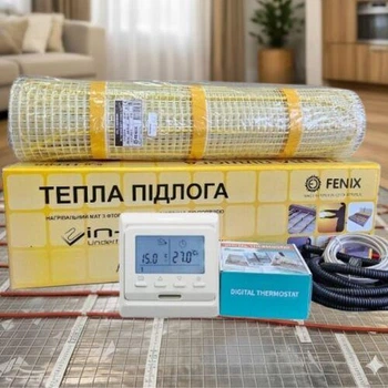 Тепла підлога комплект програмований терморегулятор + нагрівальний мат in-therm 11,6 м2 (2300 Вт)