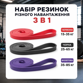Набор резинок для фитнеса 3 шт разной нагрузки петля, лента-эспандер Feel Fit