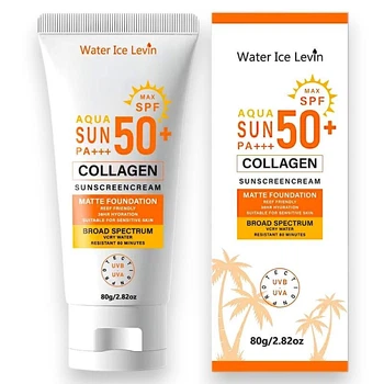 Солнцезащитный крем Water Ice Levin с UVB/UVA защитой и SPF 50+ "SPF 50 Collagen Sunscreen Cream" 80 г