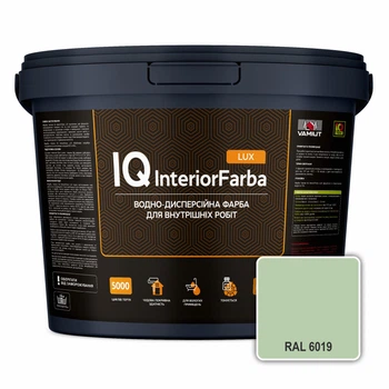 Інтер’єрна миюча матова фарба VAMIUT IQ InteriorFarba LUX, RAL 6019 (Біло-зелений), 10 л