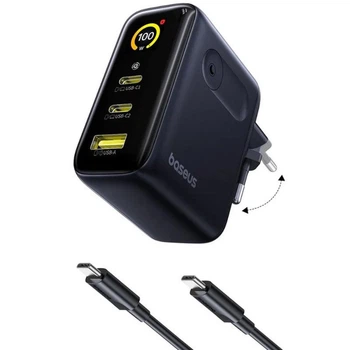 Сетевое зарядное устройство Baseus PicoGo AE21 Fast Charger 100W (1USB-A/2C) + кабель Type-C to Type-C (E0121B) Cosmic Black