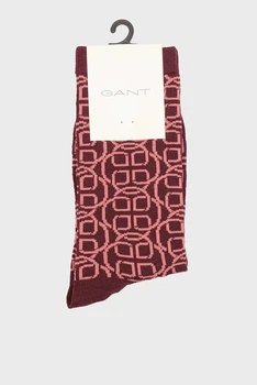 Жіночі бордові носки з візерунком MONOGRAM SOCKS Gant 36-38 4960239