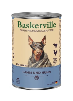 Упаковка влажного корма для собак Baskerville ягненок и петух 400г 6шт