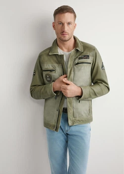 OCHNIK Чоловіча демісезонна шкіряна куртка KURMS-0405-8F XXL хакі