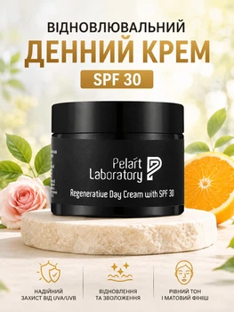 Відновлювальний денний крем для обличчя Pelart Laboratory Regenerative Day Cream SPF 30 антиоксидантний від пігментних плям сонцезахисний матуючий освітлюючий засіб для жирної проблемної шкіри 50 мл