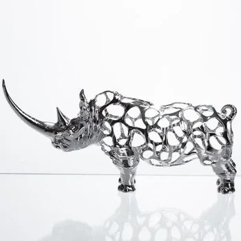 Металлическая статуэтка носорога Rhinoceros 23x6x10 см для домашнего декора коллекционная фигурка