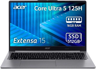 Ноутбук Acer Extensa 15 EXO15-71-539R (NX.EL3EU.001) Lunar Grey / 15.6" IPS / Intel Core Ultra 5 125H / RAM 16 ГБ / SSD 512 ГБ / LAN / Зарядка по USB