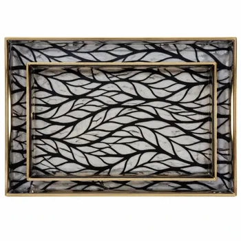 Підноси прямокутні Flora набір 2 шт 40×30×4 см пластикові для сервірування подачі страв напоїв десертів для закусок для фуршету та банкету для кафе та ресторану Yiwu