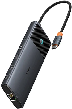 USB-хаб Baseus Metal Gleam II USB-C 10в1 HDMI / USB-A / USB-C / RJ45 / SD/TF (6932172689667)