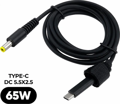 Кабель живлення ArmorStandart USB-C - DC 5.5x2.5 18.5-20V Flat 1 м Black (ARM91553)