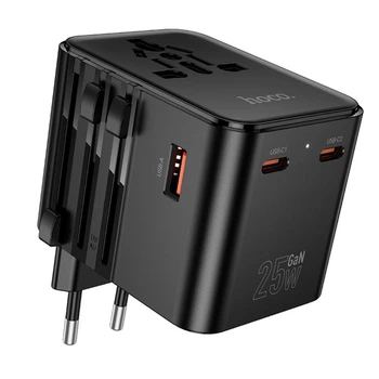 Мережевий зарядний пристрій Hoco AC31, USB/2 Type-C, PD 25W, black
