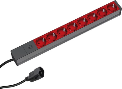 Блок розеток Bachmann 19" 1U 8 розеток із запобіжником 10А 2 м Black/Red (4016514019519)