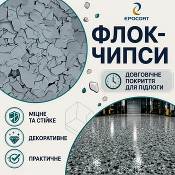 Флоковые чипсы EPOCOAT Flock LIGHT GREY 1 кг для декоративного и износостойкого покрытия пола