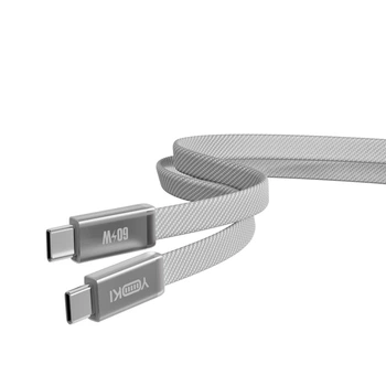 Кабель USB YOKI AI65 AIR Series Type-C to Type-C 60W (20V/3A) 1.2m, качественный кабель для быстрой зарядки и передачи данных, поддержка Power Delivery, стабильная синхронизация устройств, для смартфонов, планшетов и ноутбуков Gray