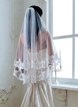 Вишукана двоярусна весільна фата Light ivory Lady Solomia СE-106