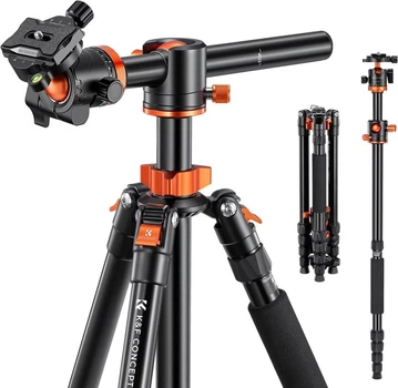 Штатив алюминиевый для камеры с поперечной центральной колонной K&F Concept T255A4+BH-28L 1,7м, 10кг (KF09.085V7)