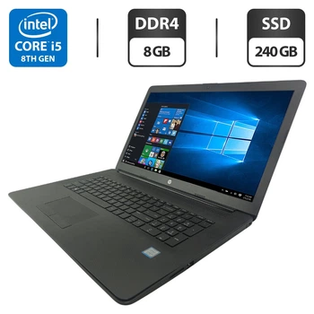 Ноутбук HP 17-by1033dx6 / 17.3" (1600x900) TN / Intel Core i5-8265U (4 (8) ядра по 1.6 - 3.9 GHz) / 8 GB DDR4 / 240 GB SSD / Intel UHD Graphics / WebCam / DVD-ROM б/в