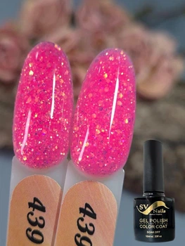 Гель-лак SVN color gel polish № 439 рожевий з блискітками 10мл
