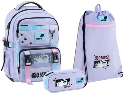 Набір Kite Sakura рюкзак + пенал + сумка для взуття Бузковий (SET_K26-1022M-1)