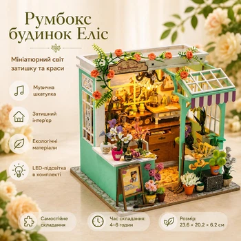 Румбокс «Будинок Еліс» 3D Книжковый со светодиодной подсветкой и музыкальной шкатулкой | Мініатюрний Ляльковий будиночок DIY конструктор DIY DollHouse