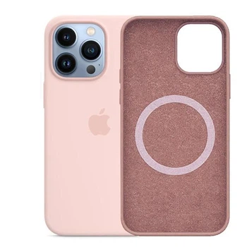 Чохол Silicone Premium case MagSafe з захистом камери та дисплея для iPhone 13 Pro Full Protective pink sand 0736