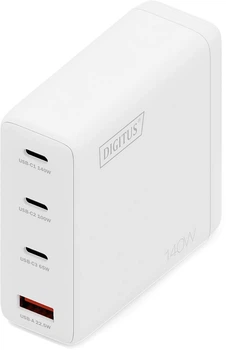Зарядний пристрій Digitus GaN 3xUSB-C, 1xUSB-A, 140W (DA-10305)