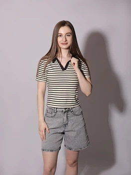 Поло жіноче S Чорно-білий FASHION (710664-S)