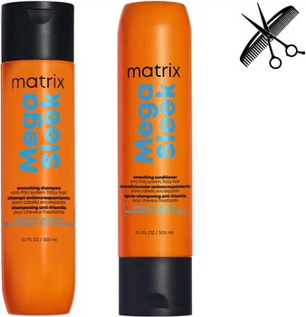 Набор Matrix Mega Sleek для гладкости непослушных волос Шампунь 300 мл + Кондиционер 300 мл (3474637370725/3474637370718)