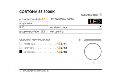Стельовий світильник AZzardo CORTONA 55 3000K AZ2741