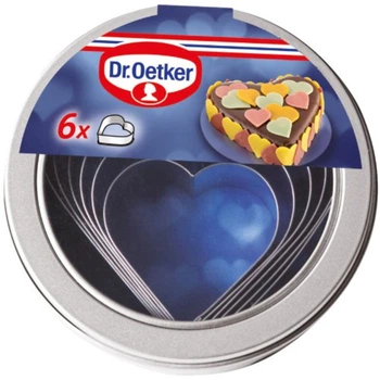 Формы для вырезания с бисквитного теста Cердце набор 6 шт Dr. Oetker