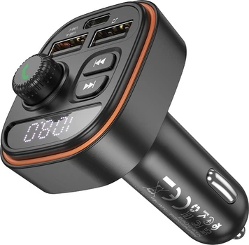 Автомобильное зарядное устройство с FM-модулятором Borofone BC59 Heroic car BT FM transmitter Black (6941991117312)